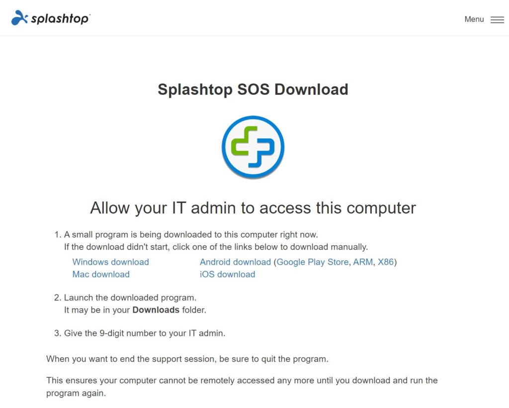 Splashtop SOS download screenshot